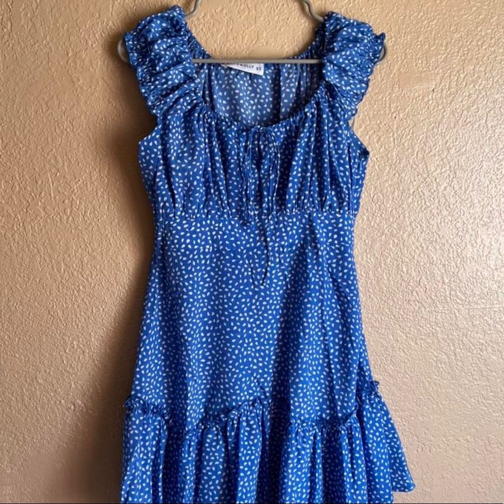 Hello Molly blue and white mini dress! Short sleeve!